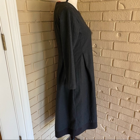 Vipart Black Mixed Media Pleated 3/4 Sleeve Dress Pockets France 36 US Small (6) - Picture 4 of 10